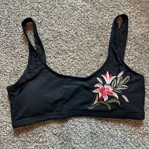 Floral Embroidered Black Bralette